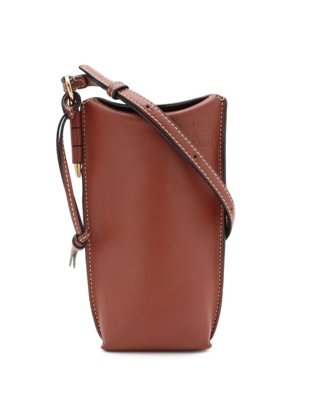 Loewe Anagram Gate Pocket Shoulder Bag Pouch Pochette Calfskin Leather Rusty